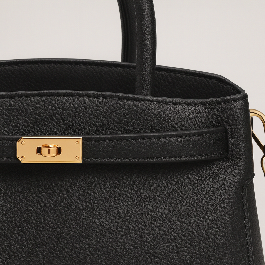 Structured leather handbag with top handles, detachable shoulder strap, and sleek minimalist design for polished everyday style