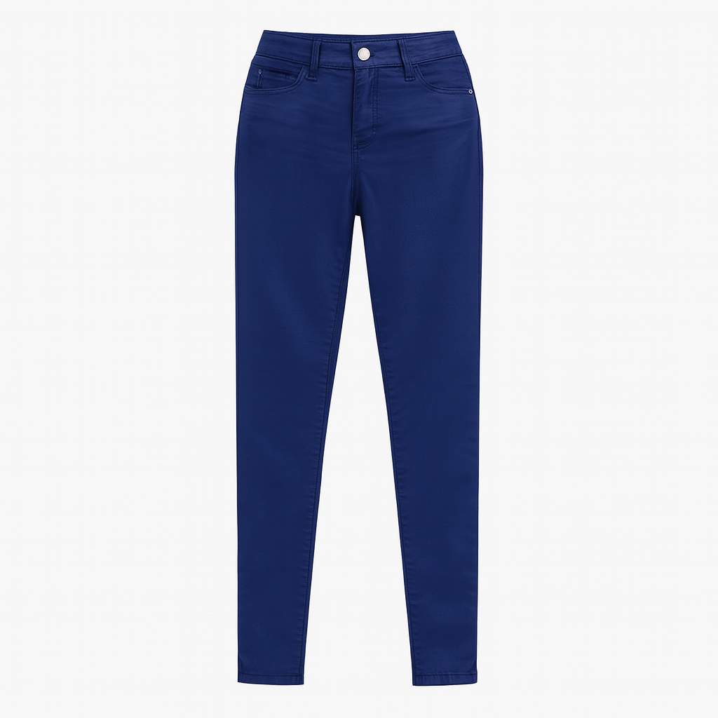 Women’s leather-look jeggings with a high-rise waist and skinny fit, offering a smooth, polished finish.