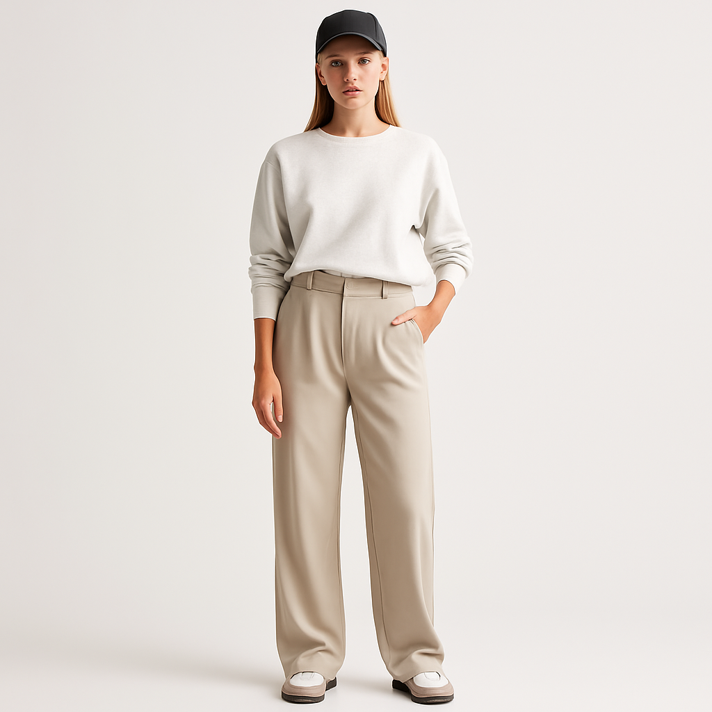 The Sofia Sand Wide-Leg Trousers