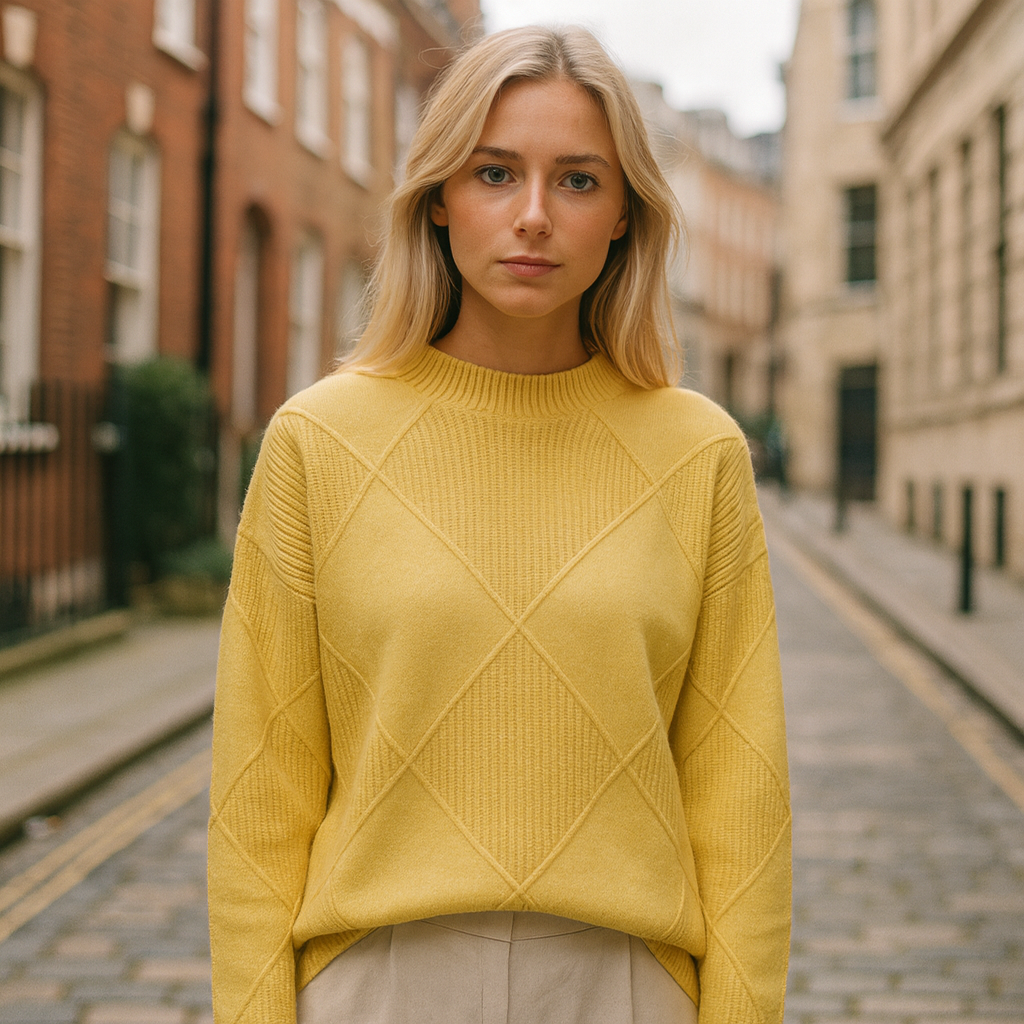 The Solene Diamond Knit Sweater