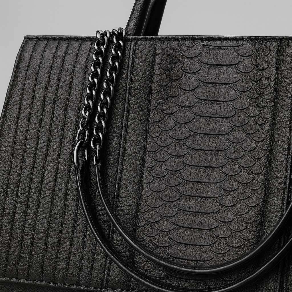 Women’s croc-embossed tote featuring a sleek textured design, spacious interior, and sturdy top handles.