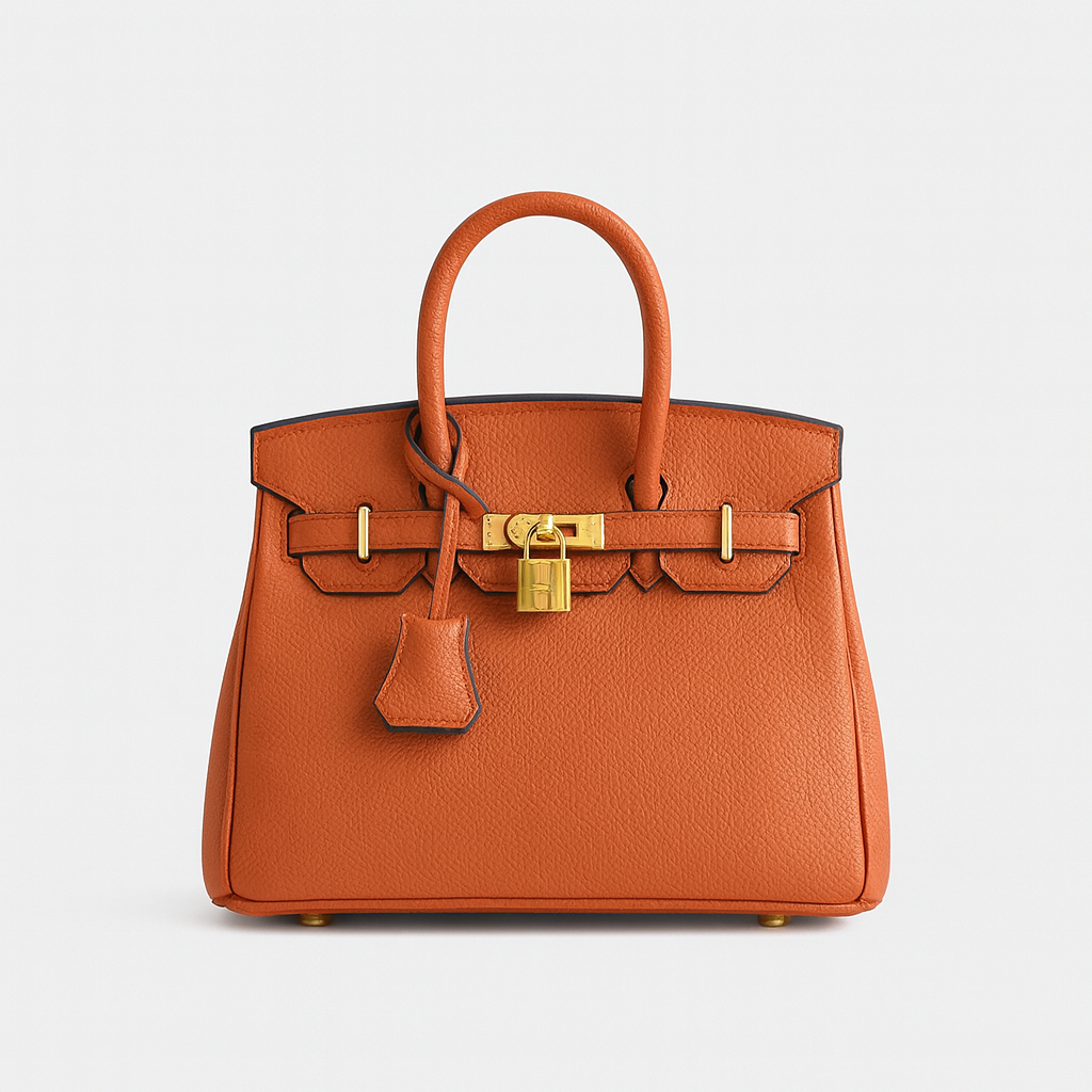 Structured leather tote bag with top handles, spacious interior, detachable shoulder strap, and sleek minimalist design for work or travel