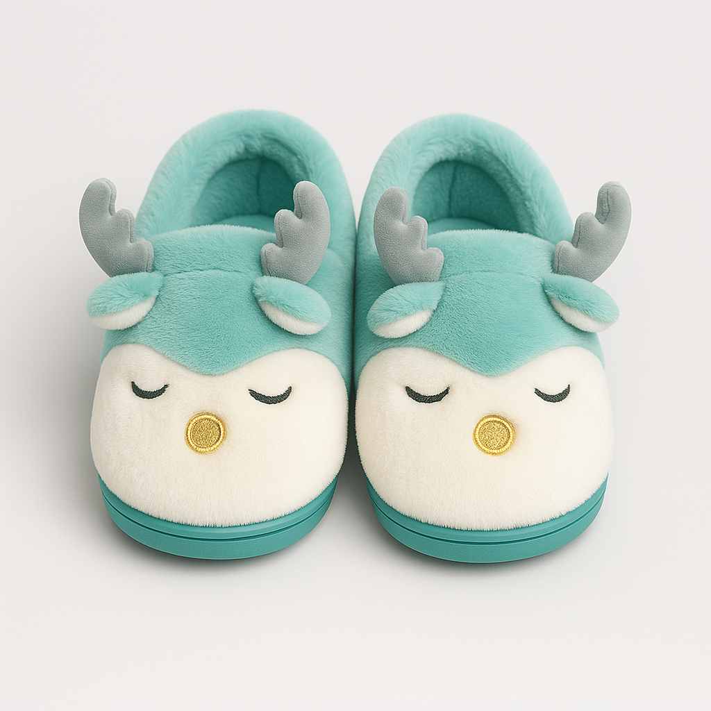 The Nola Reindeer Plush Slippers
