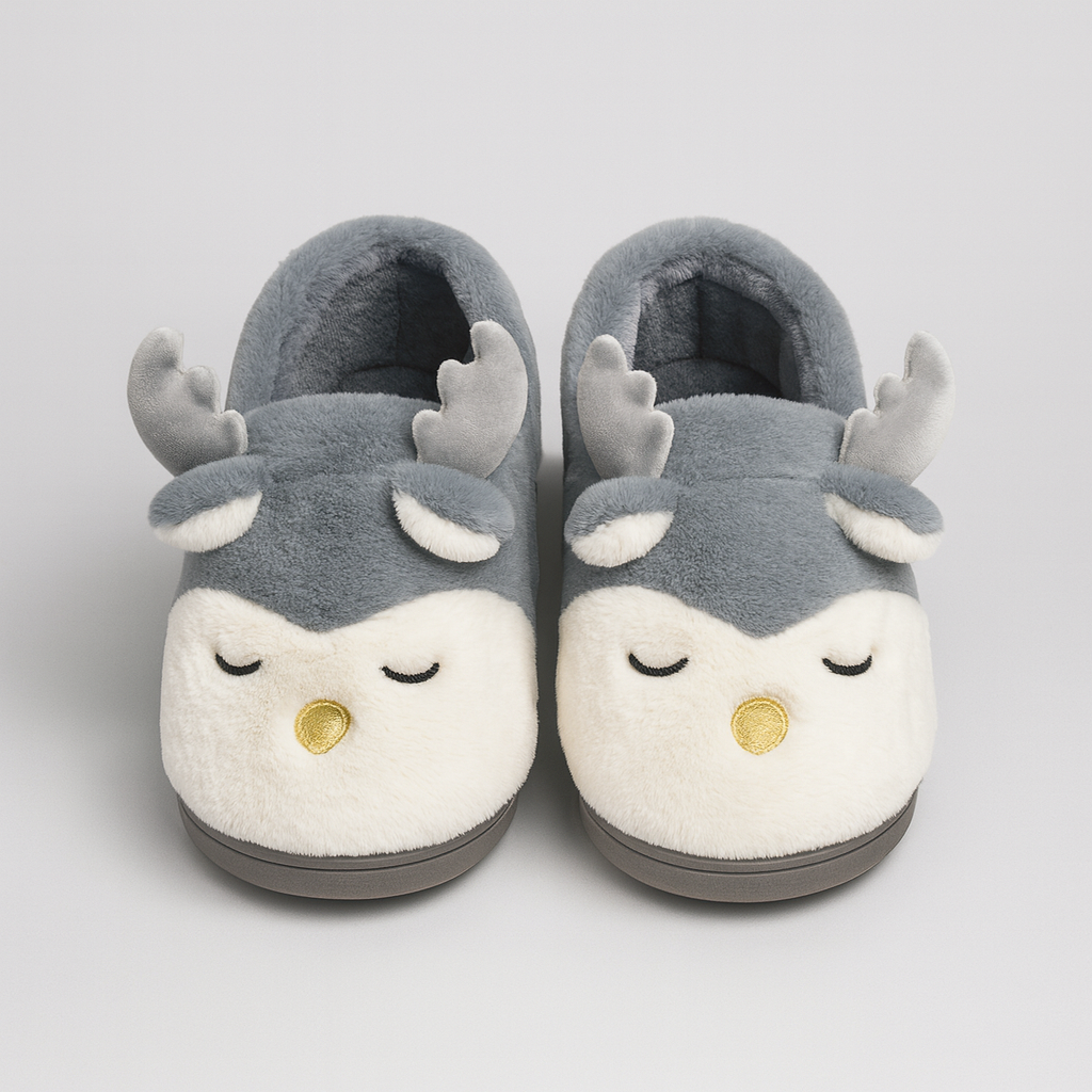 The Nola Reindeer Plush Slippers