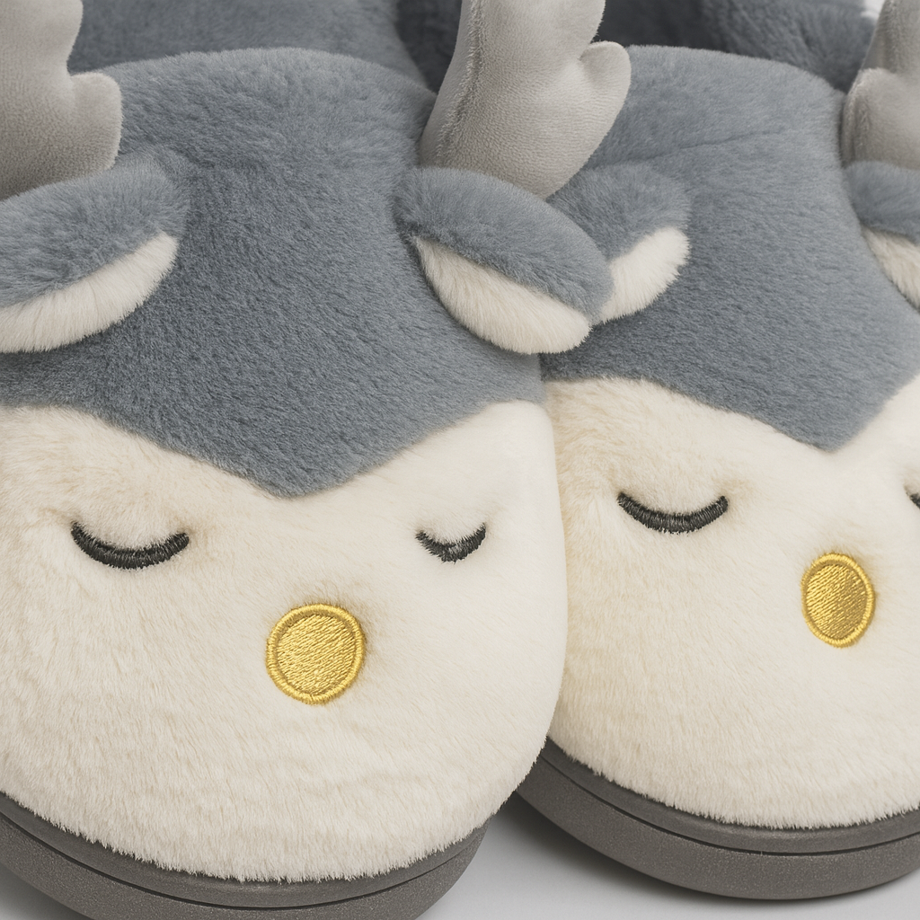 The Nola Reindeer Plush Slippers