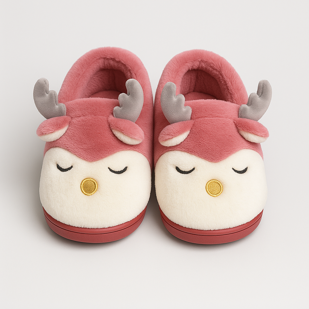 The Nola Reindeer Plush Slippers
